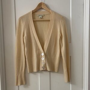 Banana republic Italian Classic Cashmere V-Neck Cardigan Sweater - Cream